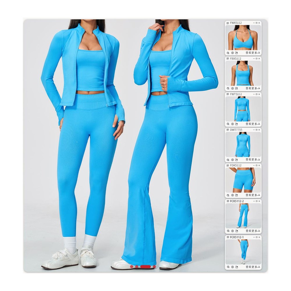 Ensemble de sport 3 pièces veste + débardeur + pantalon évasé TZ5112-20