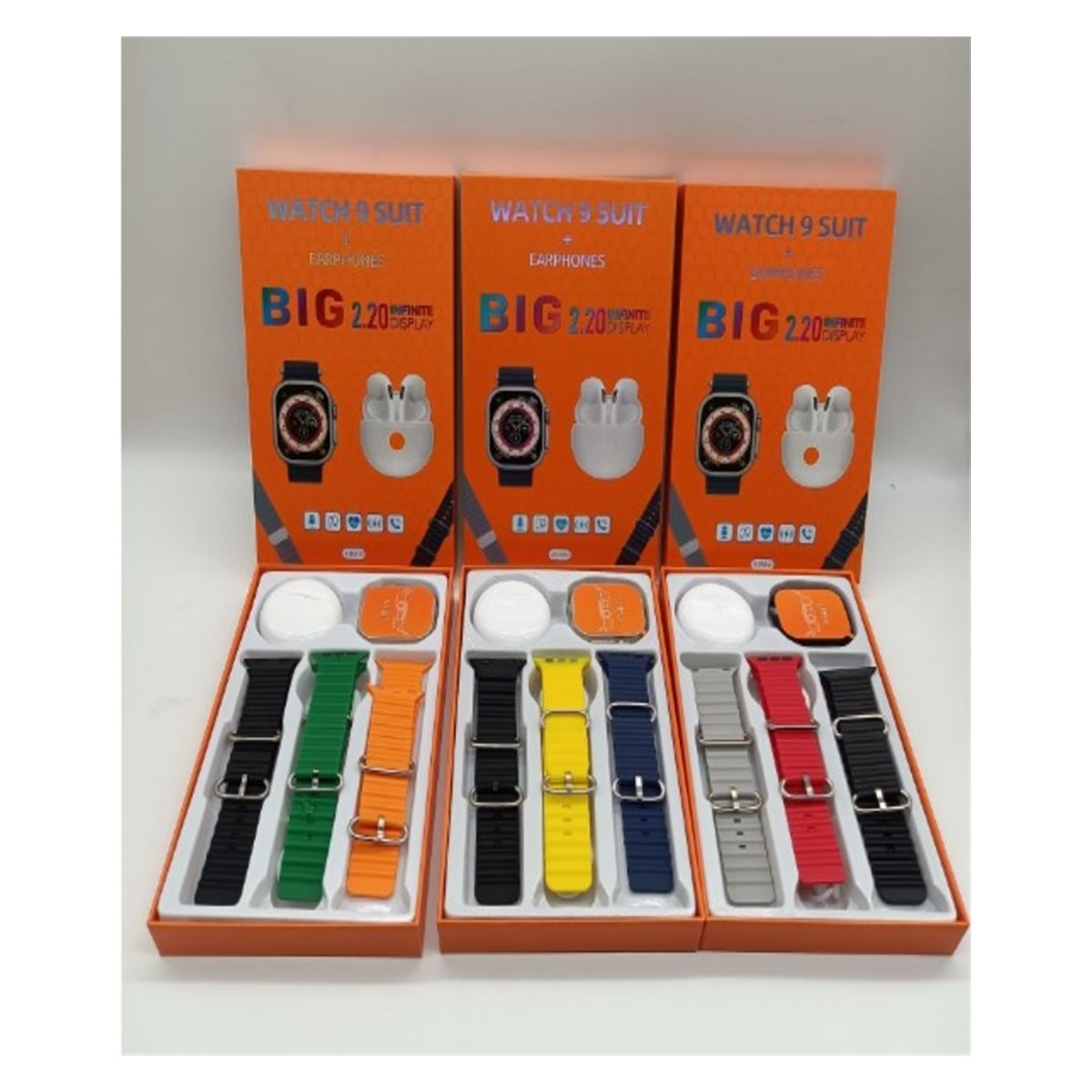 Montre connectée W9 – coffret 3 bracelets + écouteurs